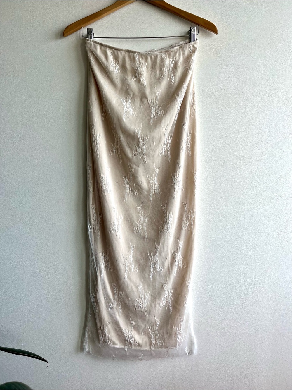 Sheer Nude Mesh Lace Maxi Skirt Coquette Y2K Fairycore Balletcore Sz 26